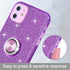 Wisdompro Glitter Case for iPhone 11, Purple, with Ring Holder Kickstand for Women Girls