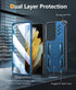 FNTCASE Samsung Galaxy S21 Ultra Case: Rugged Military Grade Shockproof TPU Cover with Kickstand, Matte Blue Design.
