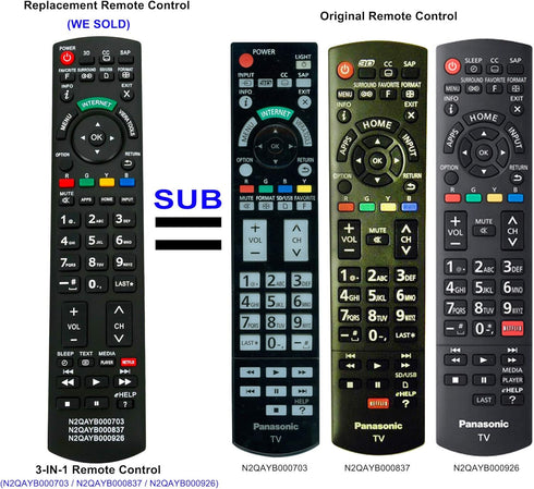 New N2QAYB000703 Replacement Remote Control for Panasonic Smart Viera LED HDTV Models