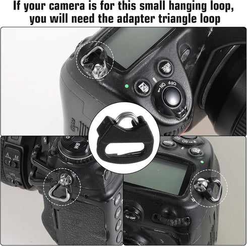HJZHII 8 Pcs Quick Release Buckle for DSLR Camera Strap, Triangle Loops Adapter with ABS Cap Mini Split Lug Ring