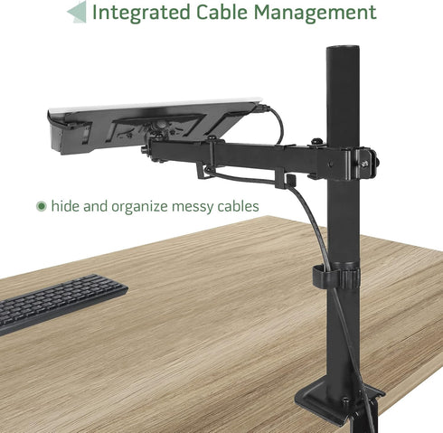 UPGRAVITY 17 inch 14-32 17.6 lbs, Clamp/Grommet 75/100mm Laptop Desk Mount, Single Laptop Stand Arm with Vented Tray