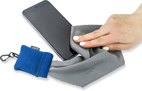 Carson Stuff-It Pro Microfiber Lens Cloth Cleaning System for Glasses, Smartphones, Tablets, and Cameras (Blue)