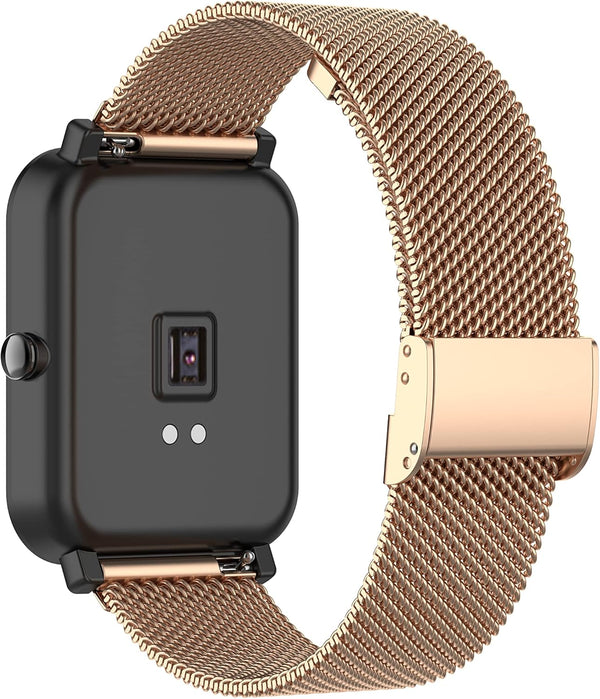 Adjustable Band Compatible with Lyaarka Watch, Metal Mesh Stainless Steel Wristbands Replacement Bands for Smartwatch