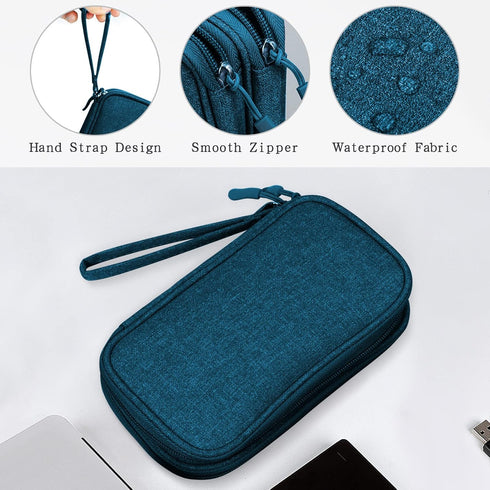 Skycase Waterproof Electronic Organizer Travel Case, Double Layers Storage Bag for Accessories, Charger, Cable, Green