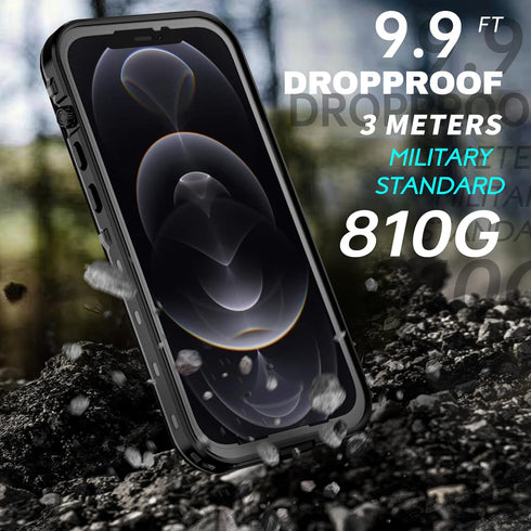 BEASTEK Waterproof iPhone 12 Pro Case,TRE Series Shockproof Dustproof Underwater IP68 Case with Built-in Screen Protector Full Body Protective Cover, for iPhone 12 Pro (6.1'') (Black/Clear)