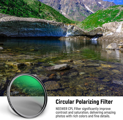 NEEWER 52mm Polarizer Filter, 24 Layer Multi Resistant Nano Coated MC CPL Circular Filter for Camera Lens
