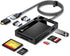 Warrky SD Card Reader 7 in 1, [Dual Connector USB3.0/USB C, 2.5FT Nylon