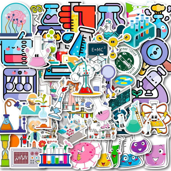 100 PCS Funny Science Laboratory Stickers for Kids, Teens, Adults - Waterproof Vinyl Stickers for Various Uses