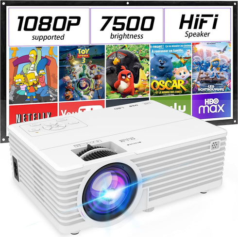 Mini Video Projector, 1080P Supported, Portable Outdoor Movie Projector, 176" Display for Home Entertainment,
