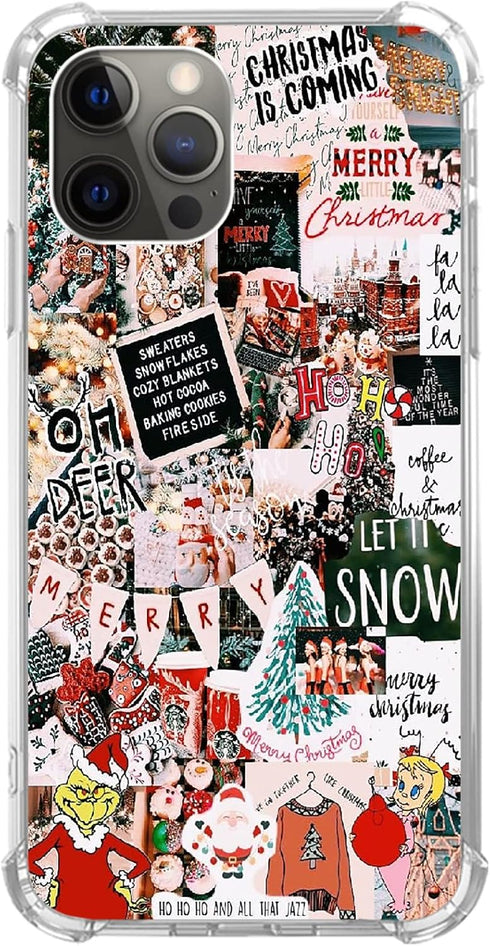 Aesthetic Winter Merry Christmas Collage Case for iPhone 14 Pro Max - Trendy TPU Phone Cover
