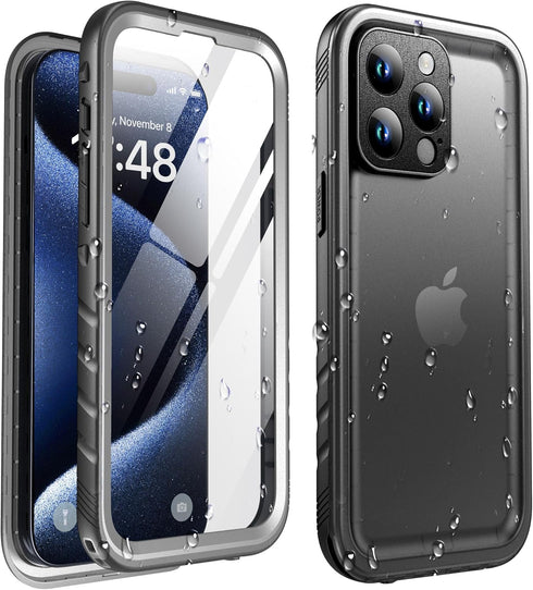 SOKUSIN Waterproof Case for iPhone 15 Pro - Shockproof Drop Proof Dustproof Phone with Built-in Tempered Glass Screen &
