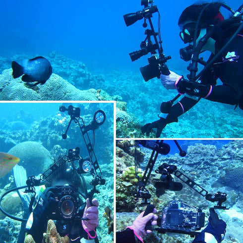 2 PCS x 1" Inch Aluminum Standard Long Ball Clamp Mount for Underwater Diving Light Arm System, Works with Ram Mounts