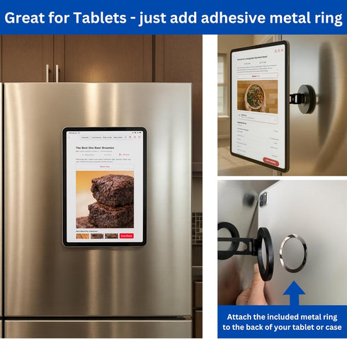 Maxby 360 Refrigerator Phone Holder | Strong Magnetic Mount with Adjustable Arm and Rotation | Hands-Free Kitchen Use |