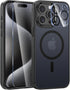 FNTCASE iPhone 15 Pro Max Case: Slim Shockproof Black Cover with Strong Magnetic, Screen & Camera Protectors,