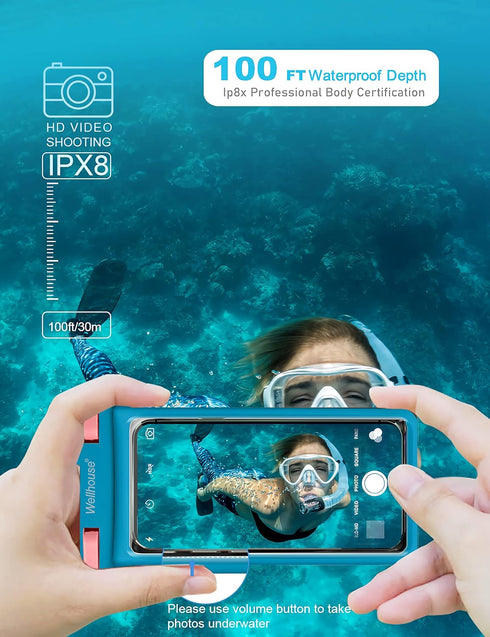 wellhouse Waterproof Phone Pouch, Case for iPhone 16 15 14 13 12 Pro Max, IPX8 Dry Bag Beach Essentials