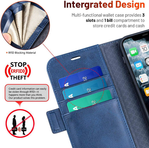 OCASE Retro Series Compatible with iPhone 12 Pro Max Case, PU Leather Flip Folio with Card Slots and Kickstand