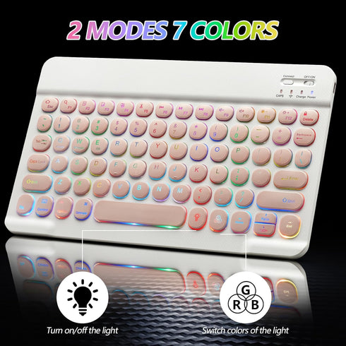 Bluetooth Keyboard and Mouse Combo for iPad, Rechargeable Wireless with 7-Color Backlit Compatible with iPad/iPhone