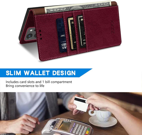 ZZXX Samsung Galaxy Note 20 Ultra Wallet Case with RFID Blocking, Leather Flip Fold Protective Case, Wine Red