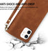 ZZXX for iPhone 12 Mini Wallet Case with Card Slot, Premium Soft PU Leather Zipper Flip Folio Wallet (Brown)