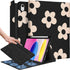 iPad 10th Generation Case with Keyboard, Pencil Holder, 10.9 Inch Folio Cover, Cute Girly Design (Black Flower)
