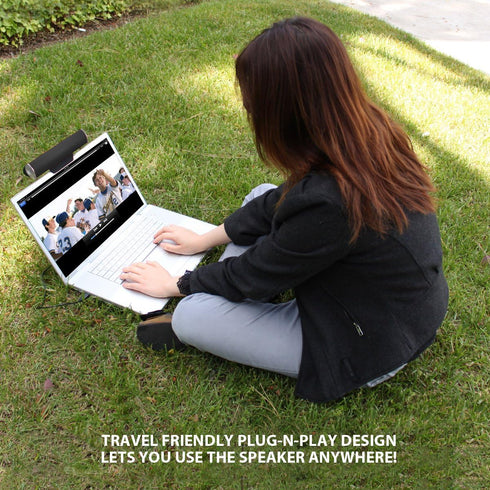 GOgroove SonaVERSE USB Speakers for Laptop Computer - USB Powered Mini Sound Bar with Clip-On Portable External Speaker