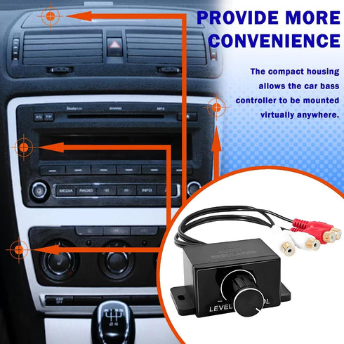 Groovely Universal RCA Remote Amplifier Level Controller with Bass Control Knob and Sub Amp Volume Control Cable