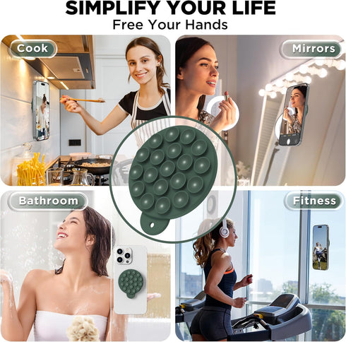 HSAOHD Magnetic Suction Cup Phone Mount, Compatible with MagSafe, Silicone Octo Cup Buddy Sticky Grip Holder for iPhone