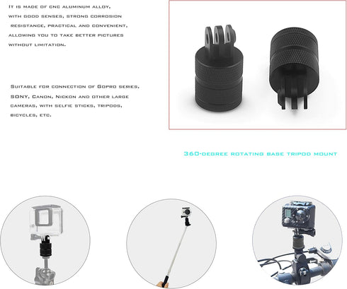 Universal 360 Degree Rotating Tripod Mount Adapter for GoPro Hero Series, DJI, SJcam, AKASO Action Cameras