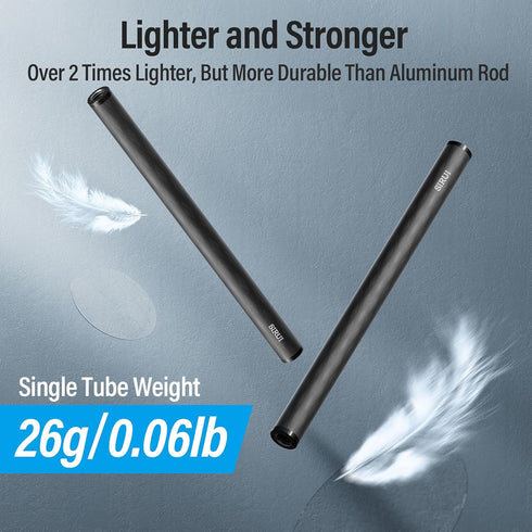 SIRUI 15mm Carbon Fiber Rod, Universal 8"/20cm Camera Rail Rods for 15mm Rod Rail Support System, Pack of 2