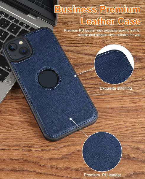 PULUZ iPhone 15 Case - Slim, Lightweight Leather Texture Stitching for All-Round Protection (Blue)
