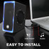 GOgroove Gaming Computer Speakers, Blue LED Light, SonaVERSE O2i Speakers for Desktop, Laptop, PC