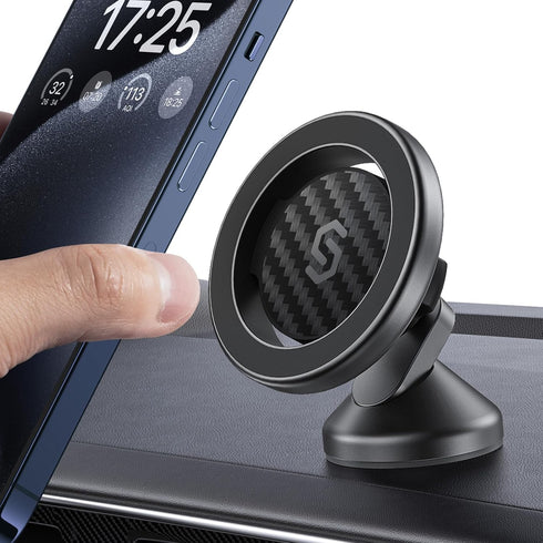 SYNCWIRE MagSafe Car Mount | Carbon Fiber Magnetic Phone Holder for Car, 360° Rotation, Strong Magnet for iPhone 15 Pro