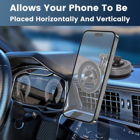 Rsycio 2026 360 17 16 15 14 13 12 Upgraded Magnetic Phone Mount for Car Adjustable Vacuum Suction Magnetic Car Phone