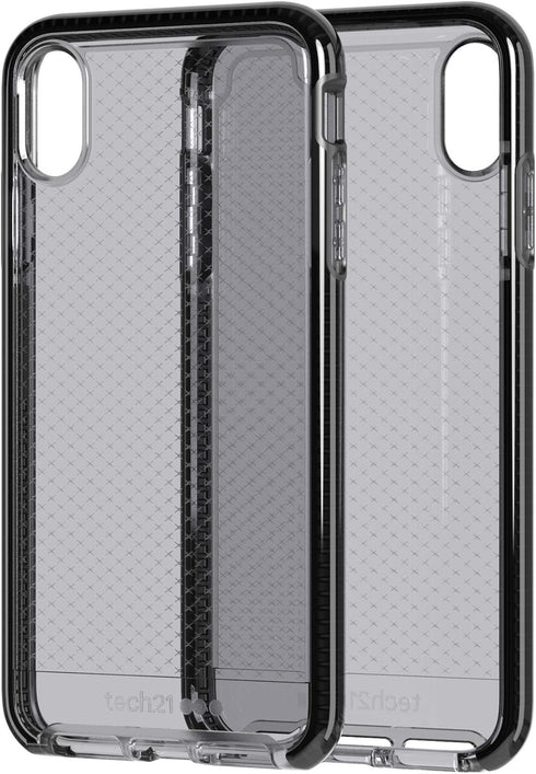 tech21 Protective Back Case Cover for Apple iPhone Xs Max, Thin Evo Check Pattern, Smokey Black