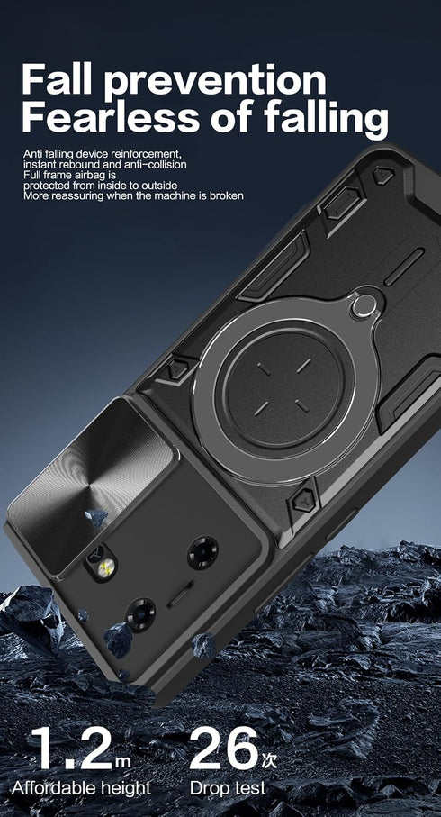 Case Compatible with Tecon Pova 5, Slide Camera Lens Cover Case, Black