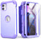 IDweel Hybrid 3 in 1 Shockproof Heavy Duty Case for iPhone 11 with Tempered Glass Screen Protector, Purple
