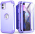 IDweel Hybrid 3 in 1 Shockproof Heavy Duty Case for iPhone 11 with Tempered Glass Screen Protector, Purple