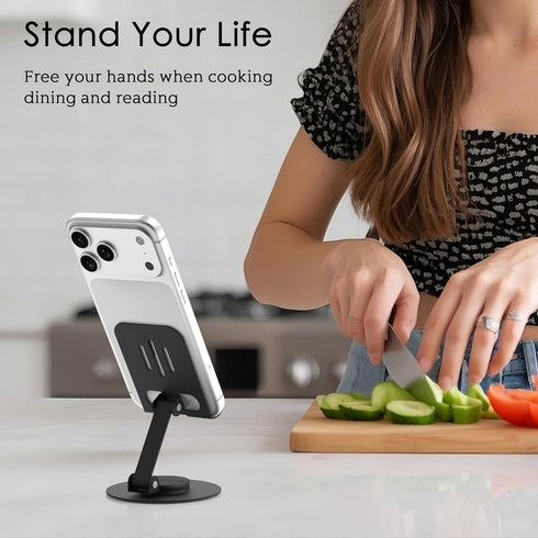 HZZADZXW 360 17 16 Metal Cell Phone Stand for Desk, Multi-Angel Adjustable Rotation Desktop Phone Holder and Foldable