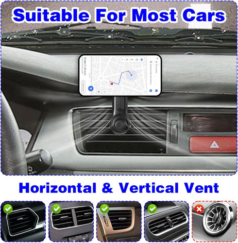 Qulkws 17mm 360 Universal Car Vent Clip for Car Mount Cars Phone Holder Mount with Ball Degree Rotatable Swing Arm