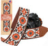 Art Tribute Orange Flowers Camera Strap, Retro 70's Classic Vintage Floral Pattern, Vegan Leather