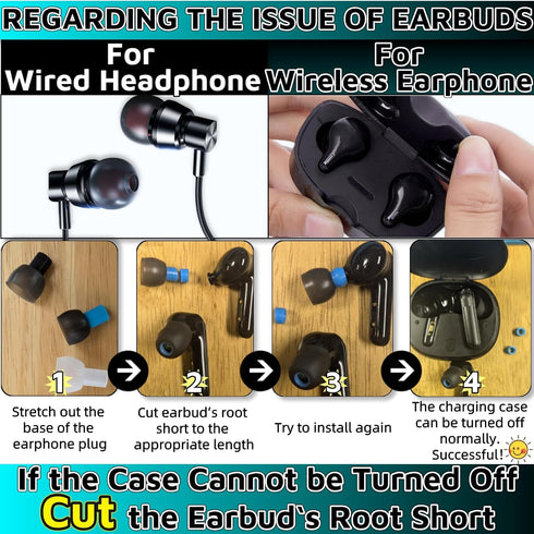 HuGuWdy 54Pcs 3.8mm -5.1mm) 27 Earbud Replacement TipsEar Bud Rubber Tips Silicone Earbud Tips Earbud Covers Silicone