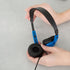 Egghead Blue Heavy-Duty Kids' Stereo Headphones, Adjustable, Tangle-Free, Padded Ear Cups, 4' Cord for School Use.