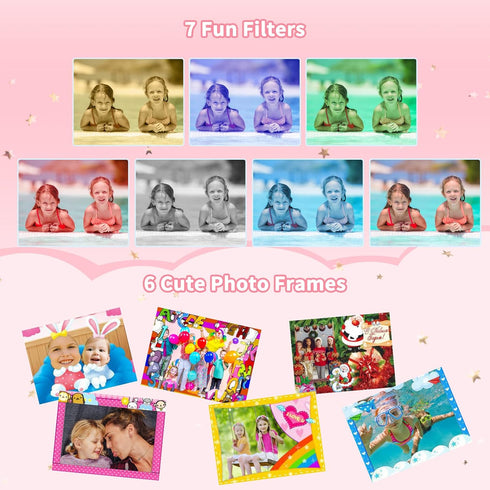 Ourlife Waterproof Kids Camera, 1080P HD Digital Action Camera with 8GB SD Card, Birthday Gift for Girls 3-14