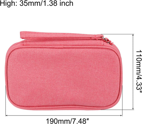 MECCANIXITY Electronic Organizer Case Travel Cable Organizer Bag Single Layer Waterproof Pouch Carry Case for Cable, Cord, Charger, Pink, 190x110x35mm