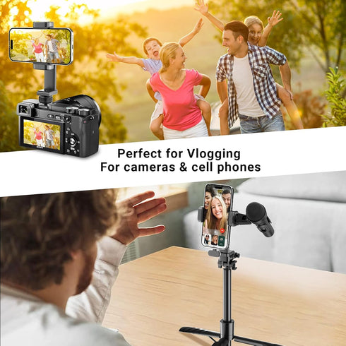 Voinap 360 180 17 16 15 S25, Phone Tripod Mount with Cold Shoe, Rotation & TiltTilting Cell Phone Clamp Adapter