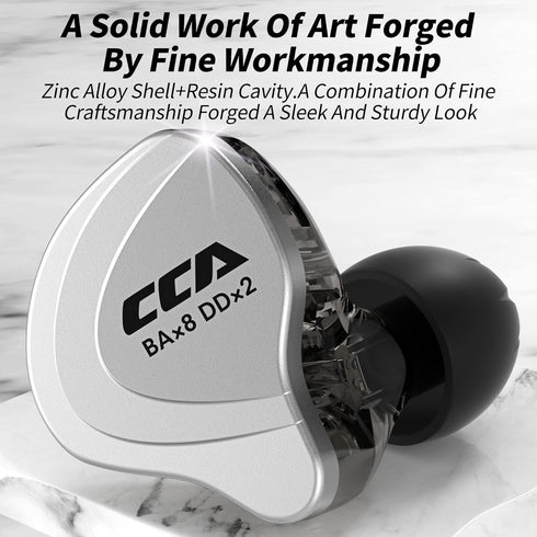 IEM Headphone, CCA C10 4BA+1DD Hybrid HiFi Earbuds, Sports Stereo Noise Cancelling Wired Headphone, Cyan