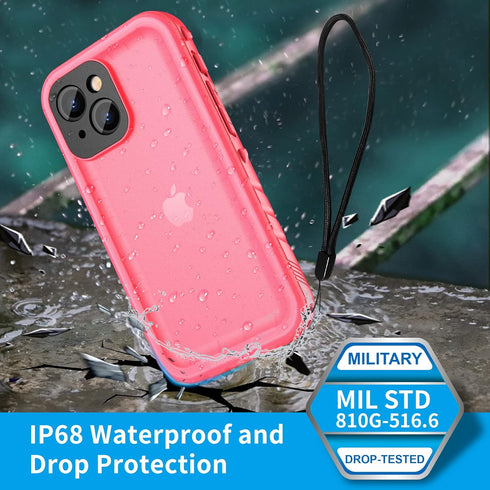 SPORTLINK Waterproof Case Compatible with iPhone 13 Mini - Full Body Shockproof Dustproof Phone Protector (Pink)