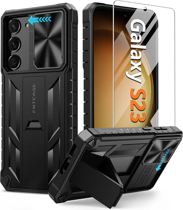 FNTCASE Rugged Protective Case for Samsung Galaxy S23 - Military Grade Drop Proof with Kickstand, Shockproof TPU Matte