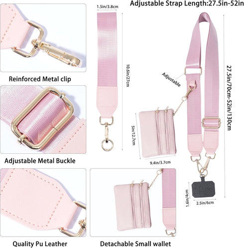 Reorwo Clip and Go Phone Strap with Zippered Pouch,Phone Strap with Cellphone Chain Accessories