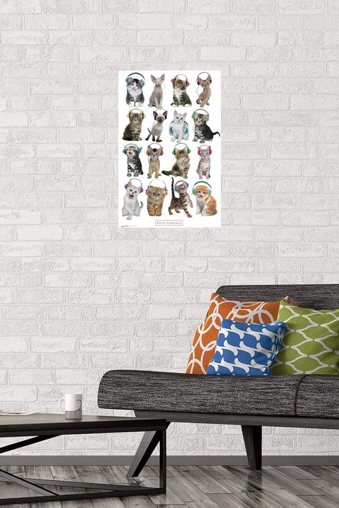 Trends International Keith Kimberlin-Kittens-Headphones Wall Poster - 14.725" x 22.375", Premium Unframed Version